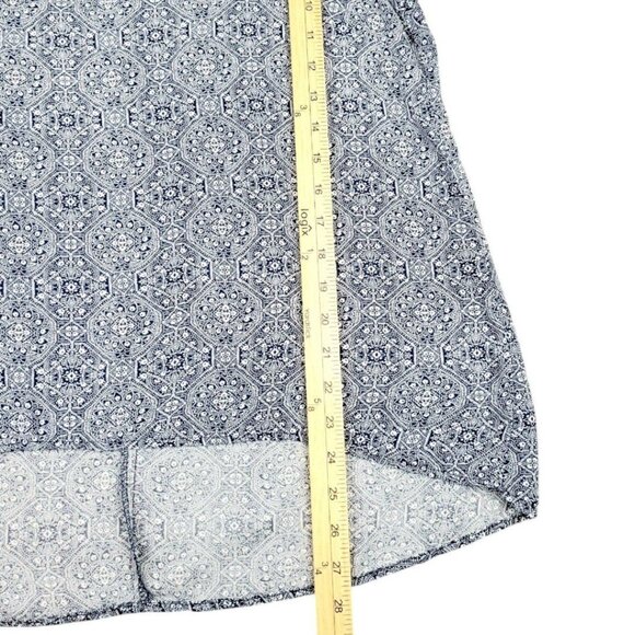 Womens L Rose & Rhyme Blue Cap Sleeves Elegant Design High-Low Pearl Keyhole Top - Picture 7 of 12